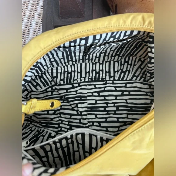 Hobo shoulder bag in nylon and leather, hobo slouchy purse cotton purse everyday - Picture 8 of 8